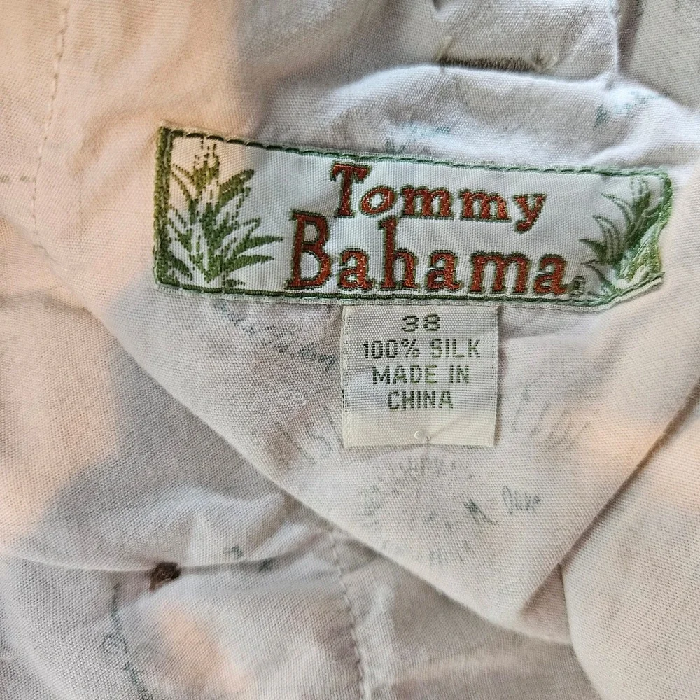 Tommy Bahama Pleated Trousers Mens 38 Tan 100% Silk Relaxed‎ Straight Leg Pants